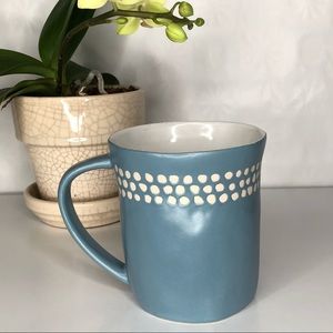 RARE Starbucks Coffee Tea Mug Cup Slate Blue w/ Off- White Polka Dot
